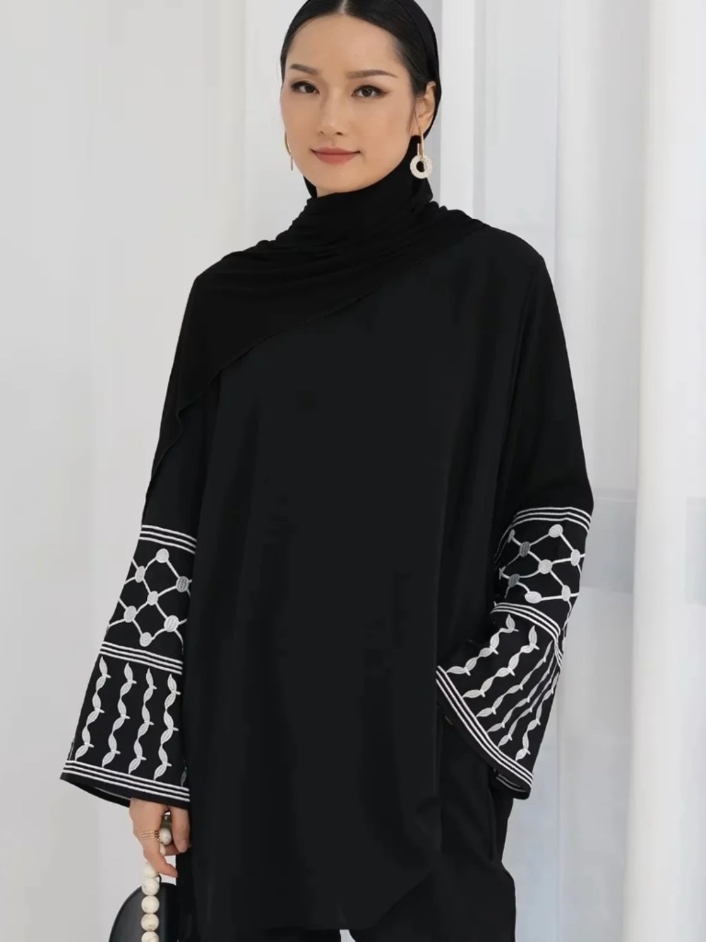 2 Pcs Ramadan Eid Djellaba Suits Abaya - Black in S